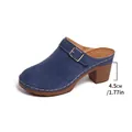 4,5 cm hakhoogte detail van blauwe chunky hak muiltjes voor dames met dichte neus - Blauw