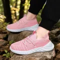 Pink breathable flyknit children's sneakers with slip-on design for outdoor sports - 28 / Pink