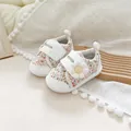 Bequeme Baby-Lauflernschuhe im Mori-Stil mit Blumenmuster, 3D-Blume und Klettverschluss - Größe 12.5 (12.5cm) / Floral (Sonnenblume)
