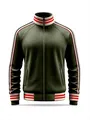 Olivgrüne Herren-Sportjacke mit gestreiftem Stehkragen und Details an den Ärmeln - 2XL / Oberteile / Armeegrün