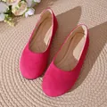 Eleganti ballerine in pelle scamosciata fucsia a punta tonda per donna con solette - 36 / Rosso rosa