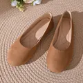 Eleganti scarpe basse color cammello a punta tonda con una comoda trama in maglia - 36 / Marrone chiaro