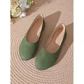 Eleganti ballerine verde scuro a punta tonda con trama a coste molto confortevole - Verde