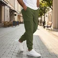 Pantalones cargo premium para hombre verde oliva con bolsillos múltiples y cordón de ajuste - Verde Militar