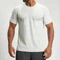 Men's breathable quick-dry athletic t-shirt in light grey for fitness and yoga gym - S / Tops / Silver Gray