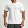Men's white quick-dry athletic t-shirt with short sleeves and breathable mesh fabric. - S / Tops / Swan White