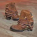 Detalle de botines bohemios marrones vintage con correas decorativas de cuero trenzado - 35 / Tostado