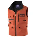 Men and women outdoor waterproof lightweight multi-pocket vest in burnt orange color - S / Tops / Orange Red (389)