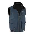 Men's outdoor reversible multi-pocket vest with stand collar and casual ribbed hem - S / Tops / Blue (340)