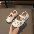 Chaussures Mary Jane blanches pour filles avec nœud en strass et boucle brillante - Taille 22 (14cm) / Beige