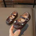 Chaussures Mary Jane marron pour filles avec nœud et strass en forme de cœur - Taille 22 (14cm) / Marron