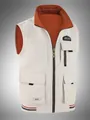 Men's reversible stand collar vest with multiple pockets in off-white and orange - XS / Tops / Off-White/Orange