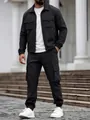 Hochwertiger Herren-Trainingsanzug mit schwarzer Cargo-Jacke und Jogginghose für Herbst - S / Oberteil Und Unterteil / Schwarz