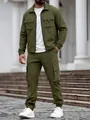 Hochwertiges olivgrünes Herren-Utility-Set mit Jacke und Cargo-Hose für Frühling und Herbst - S / Oberteil Und Unterteil / Armeegrün