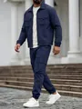 Hochwertiges dunkelblaues Cargo-Jacken- und Hosen-Set für Herren, zweiteilig - S / Oberteil Und Unterteil / Marineblau