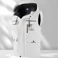 Premium white waterproof hooded outdoor vest for men and women featuring zipper pockets - S / Tops / White (289)