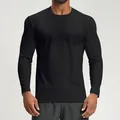 Professional men's black quick-dry long-sleeved athletic shirt with breathable texture and crew neck - S / Tops / Premium Black