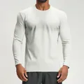 Men's breathable quick-dry athletic long-sleeved shirt in light grey for gym fitness - S / Tops / Silver Gray