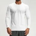 Men's white long-sleeve quick-dry athletic t-shirt for gym fitness - S / Tops / Swan White