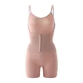 Nude high-stretch bodysuit shapewear with hook-and-eye front closure for tummy control - S / Dresses / Nude