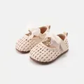 Cream woven toddler princess shoes with bow for girls aged 10 months to 3 years - Size 16/Inner Length 12.5cm / Beige