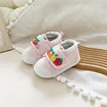 Süße rosa Lauflernschuhe für Babys mit weicher Sohle und bunten Obstdekorationen für Kleinkinder - Größe 12.5 (12.5cm) / Rosa