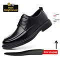 Zwarte herenleren formele schoenen met een 6 cm hoge verhogende binnenzool - 37 / 6cm Hoogteverhogende Stijl (2024) / Zwart