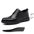 Zwarte herenleren zakelijke nette schoenen met 8 cm verborgen verhogende inlegzolen - 37 / 8 cm hoogteverhogende stijl / Zwart