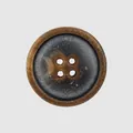 Dekorativer Vierlochknopf mit dunkelbrauner Horntextur im Vintage-Stil - Rund 30L (19.0MM) / CB# Farbe