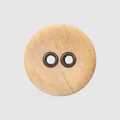 High-end round ebony wood button with two metal eyelets for garments - 15.0mm / Antique Gold 1