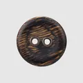 Natural ebony wood round button with two metal-lined eyelets for high-end clothing - 24L=15.0MM / Antique Bronze 6