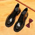 Classic men's premium black cowhide leather Martin boots with thick soles and side zipper - 37 / Black