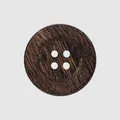 Dark ebony wood four-hole circular button with natural wood grain texture - 11.5mm / Dark Brown