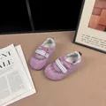 Detail view of purple toddler sneakers with checkered straps and soft mesh - 28 (Inner Length 17.5cm) / Retro GAT Style(Z1858012) / Purple