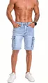 Pantaloncini cargo da uomo in denim celeste, vestibilità slim con tasche laterali capienti - Taglia S / Pantaloni e gonne
