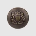 Premium Japanese vintage brass metal button with embossed royal coat of arms crest - European Heraldic Style (MAZ0192-KG) / 15.0mm (24L) / Antique Copper Gold