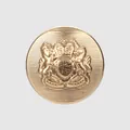 Premium vintage-style circular golden brass metal button featuring an embossed heraldic crest - European Heraldic Style (MAZ0192-KG) / 15.0mm (24L) / Bright Gold