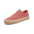 Modische korallenrote Low-Top-Canvas-Sneaker mit Gummisohle und weißen Ziernähten - 38 / Ziegelrot