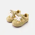 Beige and yellow toddler German trainer shoes with soft soles and decorative floral lace accents - Size 30 (Inner Length 19cm) / Yellow