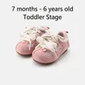 Pink soft-sole baby walking shoes with mesh panels and elegant ribbon bow laces - Size 30 (Inner Length 19cm) / Pink Mesh Shoes