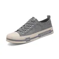 Baskets décontractées en toile grise pour hommes, coupe basse avec lacets et semelle plate. - 38 / Gris foncé