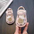 Pink baby cartoon sandals with milk bottle design and soft flexible sole - Size 16 (Inner Length 11.5cm) / Pink