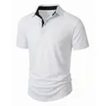 Polo clásico blanco para hombre con cuello en contraste negro y bolsillo frontal - S / Tops / Blanco