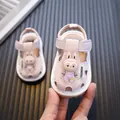 Sandalias rosas de verano para bebés con diseño de conejo y suelas suaves antideslizantes - 11.5cm (Talla 16) / Rosa