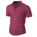 Polo clásico informal de manga corta para hombre en color granate con bolsillo frontal - Rosa rojo