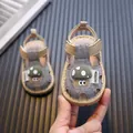 Sandales d'été pour bébés avec semelle souple et motif de champignon de dessin animé - Taille 16 (Longueur Intérieure 11,5 cm) / Gris
