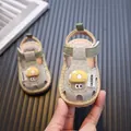 Sandales pour bébé avec motif champignon mignon, semelles souples et lumières LED intégrées - Taille 16 (Longueur Intérieure 11,5 cm) / Vert