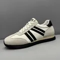 Baskets rétro classiques en cuir pour hommes style Trainer avec une semelle épaisse - 38 / Blanc