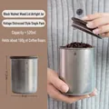 Vintage stainless steel coffee canister with walnut lid, 520ml airtight storage - Distressed Style / Large (520ml)