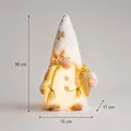 Gnomo di Natale peluche luminoso bianco con fiocchi di neve dorati, 30cm altezza - Gnomo luminoso con barba lunga (Confezione regalo)